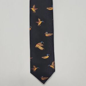Bullock & Jones Stylish Black Silk Tie with Duck Design